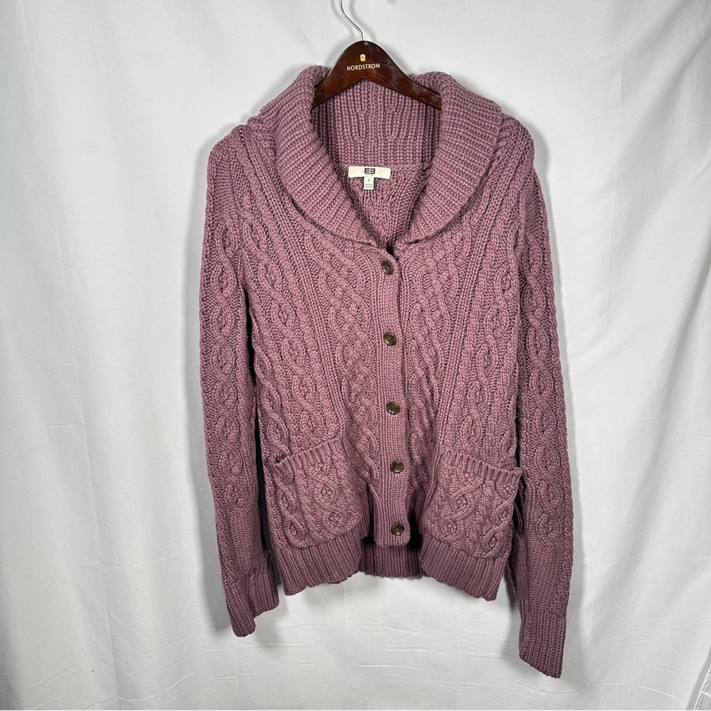 Etcetera Cable Knit Shawl Collar Cardigan Dusty Lilac Cottagecore S Cozycore - Picture 2 of 7